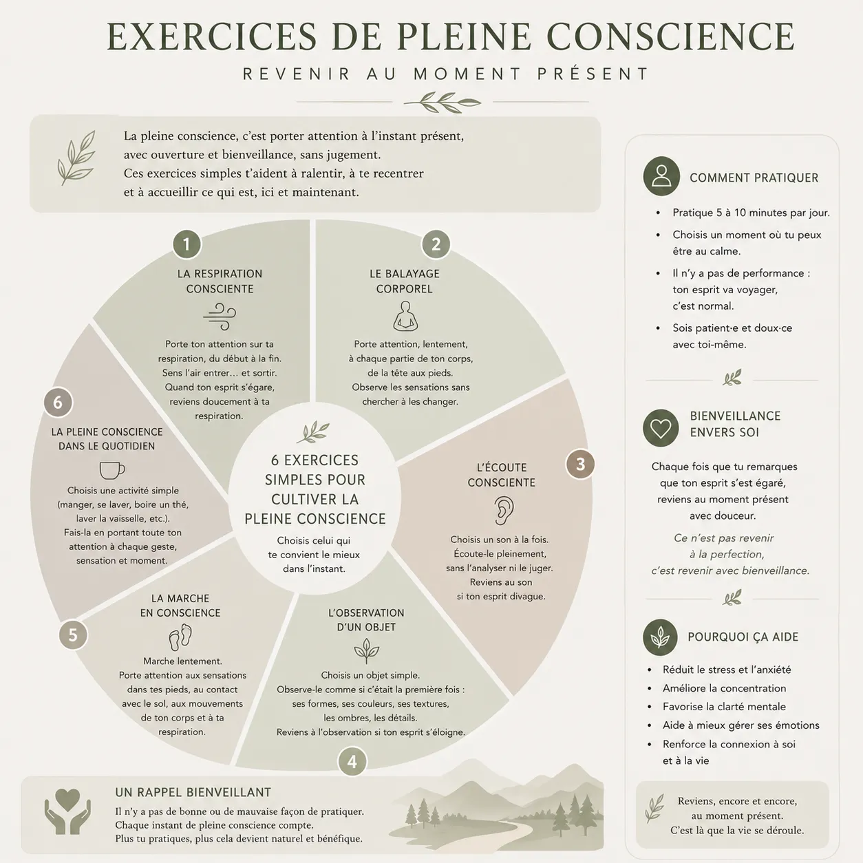 Exercices de pleine conscience pour ralentir