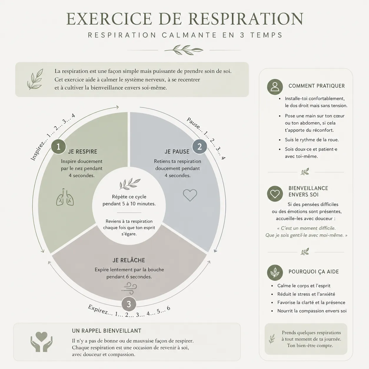 Respiration calmante en trois temps